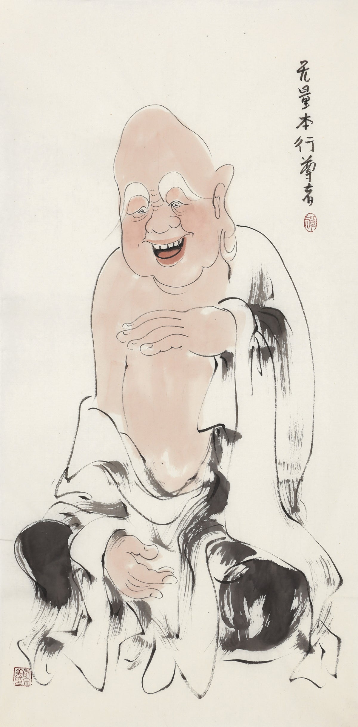 오백나한 제63존 무량본행 존자, 이종의 수묵 선 인물화