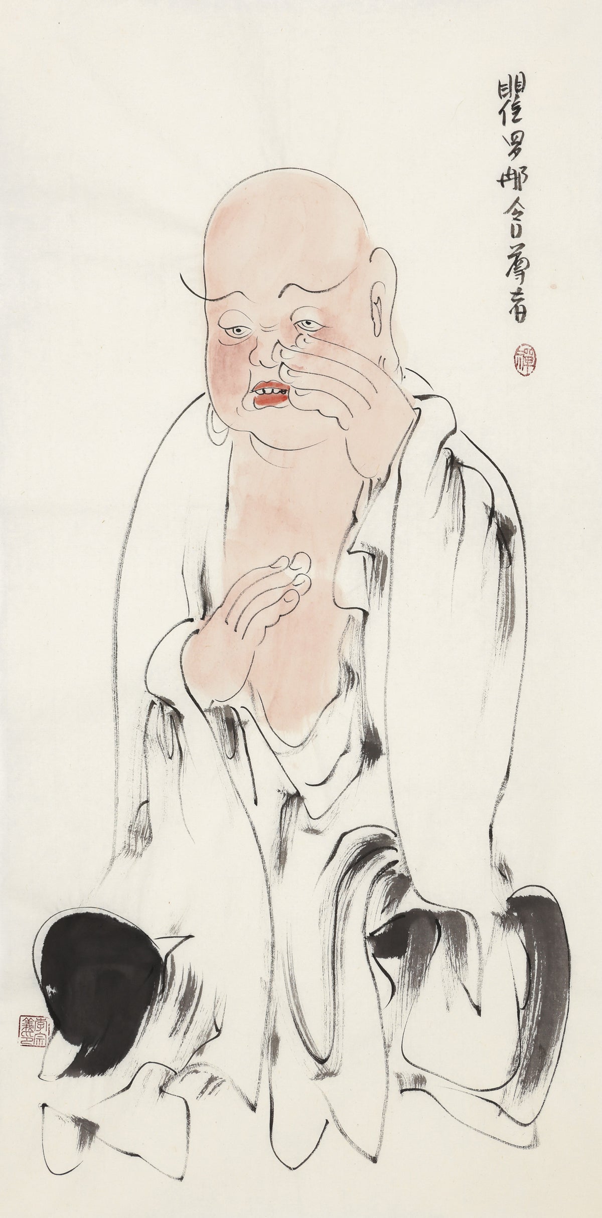 五百羅漢 第67尊 瞿羅那含（クラナゴン） 李宗義手描き水墨の禅人物画