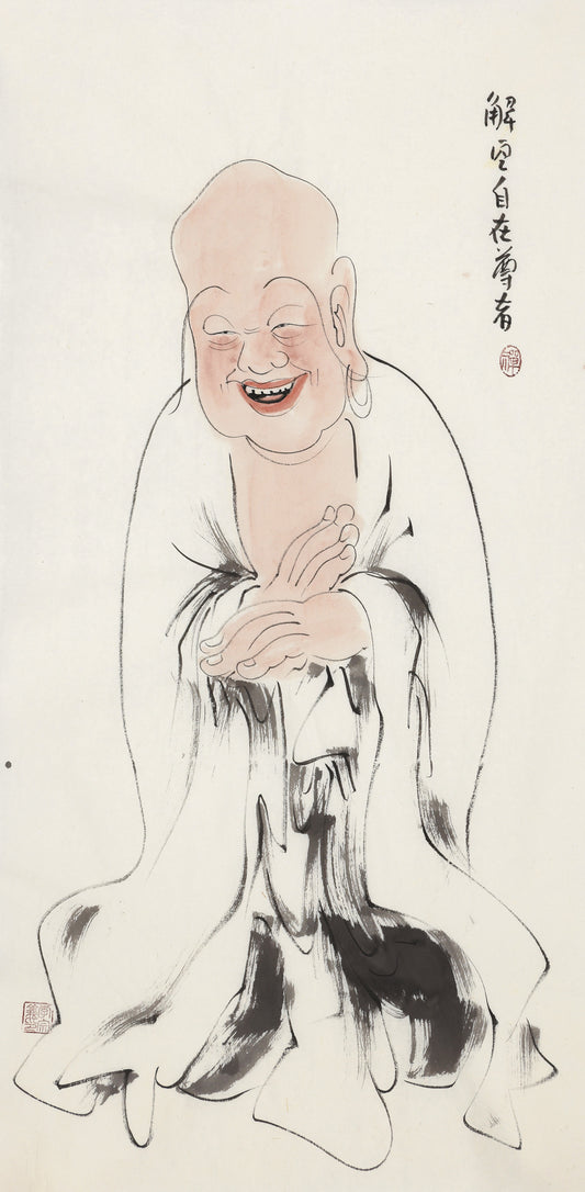 五百羅漢 第73尊 解空自在尊者 李宗義手描き水墨の禅人物画