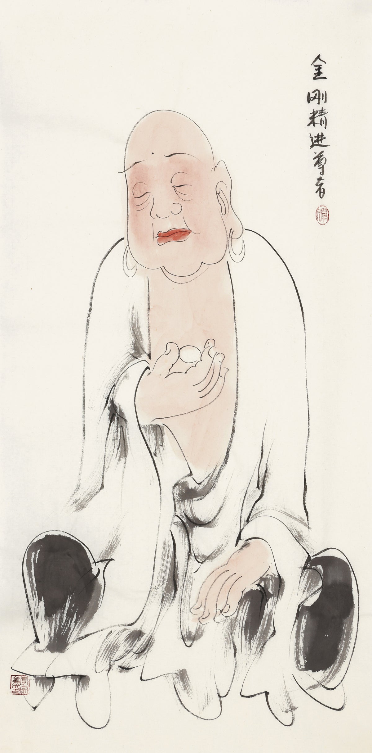 五百羅漢 第86尊 金剛精進尊者 李宗義手描き水墨の禅人物画