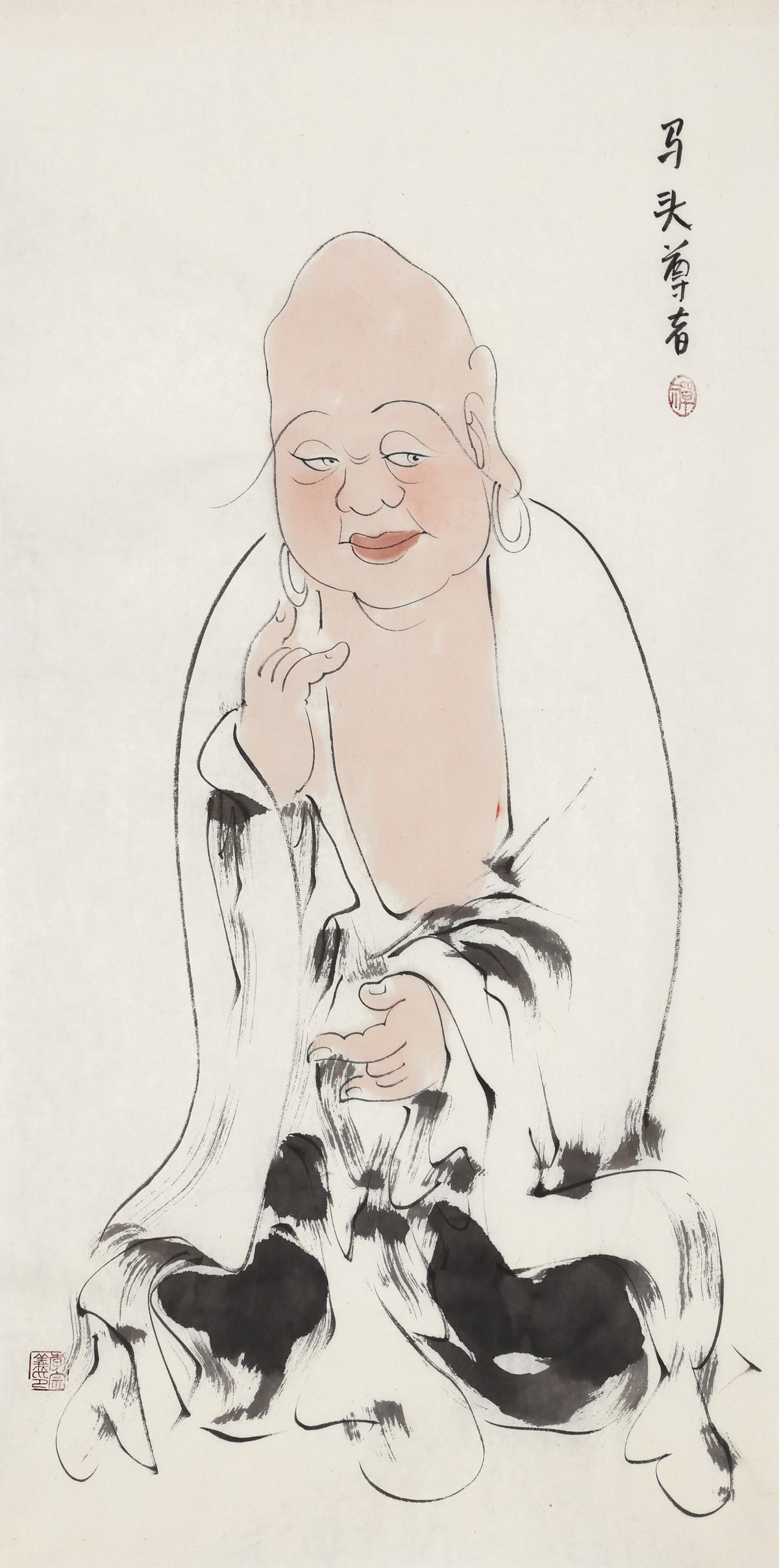五百罗汉第110尊 马头尊者 李宗义手绘水墨禅意人物画