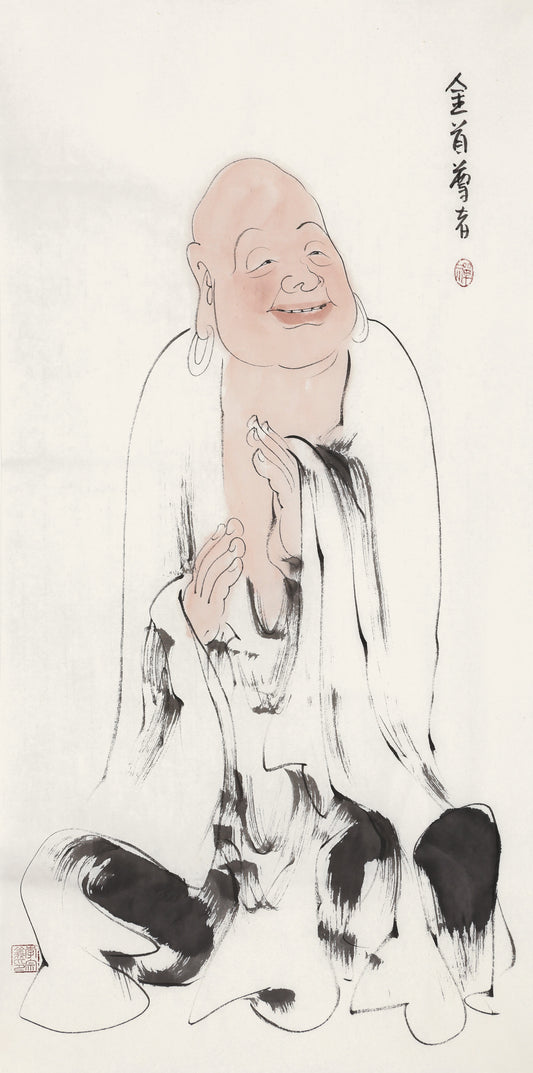 五百羅漢 第112尊 金首尊者 李宗義手描き水墨の禅人物画