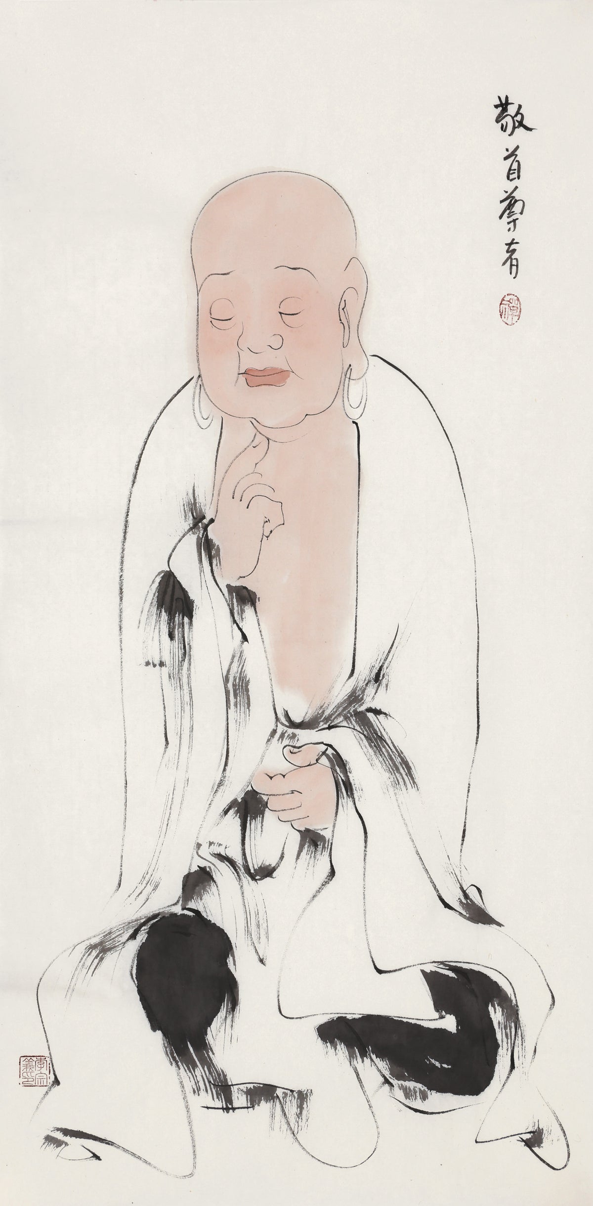 오백나한 제113존 경수 존자, 이종의 수묵 선 인물화