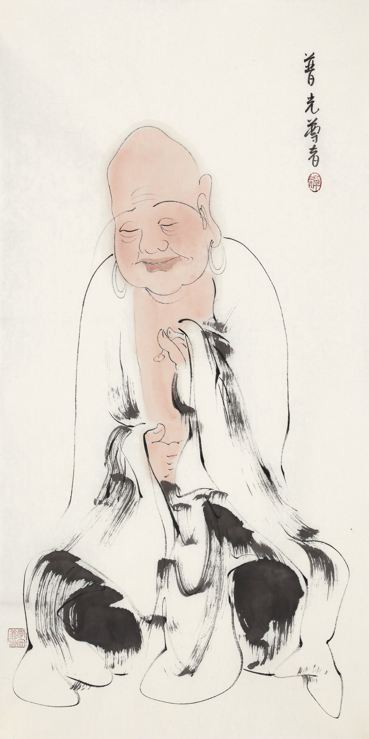 오백나한 제128존 보광 존자, 이종의 수묵 선 인물화