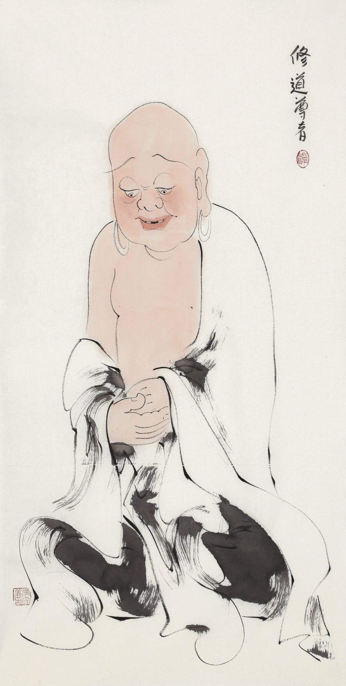 五百羅漢 第144尊 修道尊者 李宗義手描き水墨の禅人物画