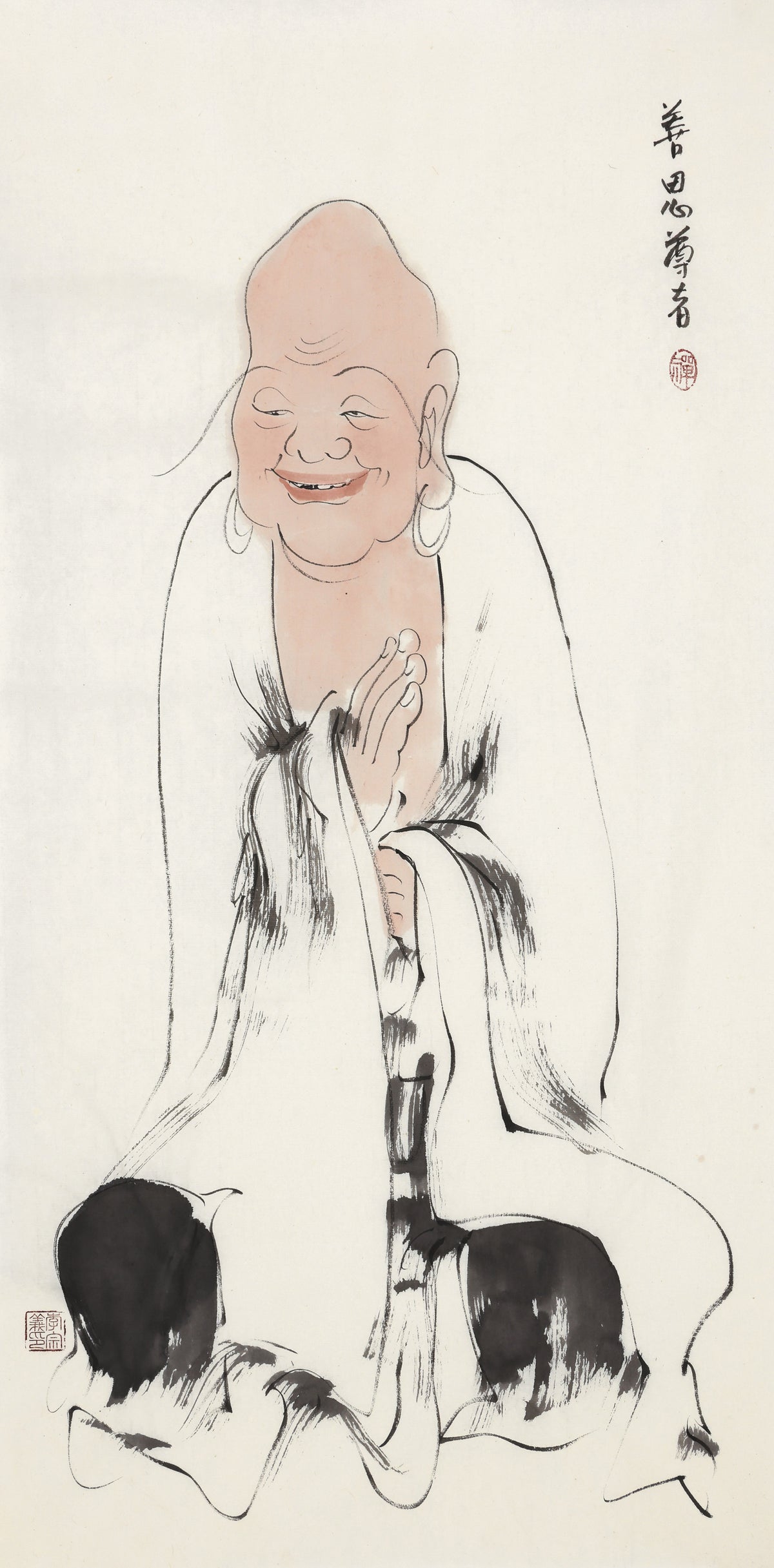 五百罗汉第150尊 善思尊者 李宗义手绘水墨禅意人物画