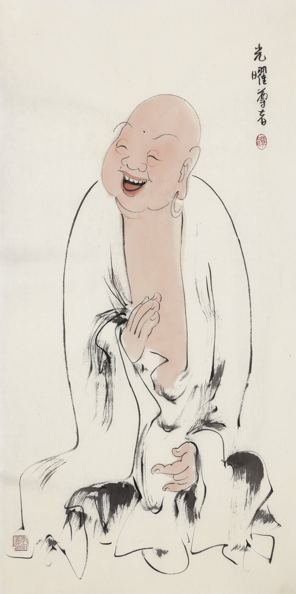 五百羅漢 第153尊 光曜尊者 李宗義手描き水墨の禅人物画