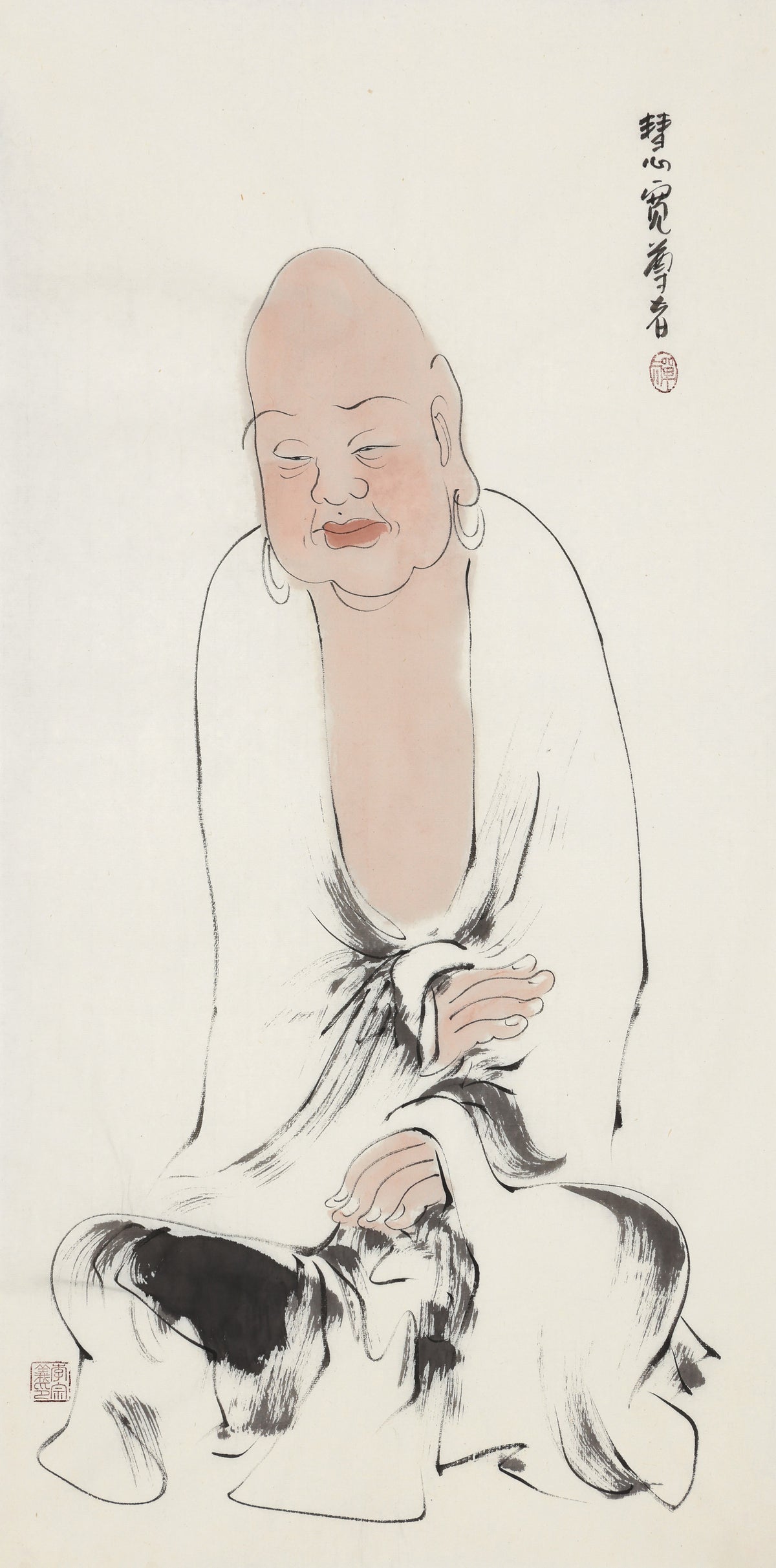 五百羅漢 第156尊 慧寛尊者 李宗義手描き水墨の禅人物画