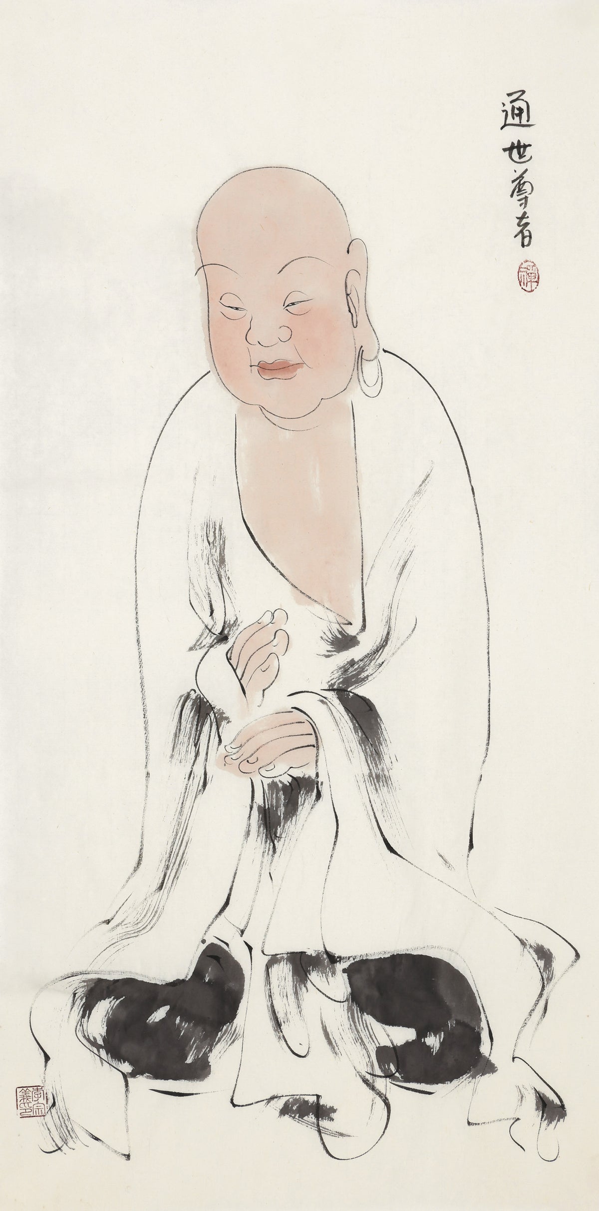 오백나한 제161존 통세 존자, 이종의 수묵 선 인물화