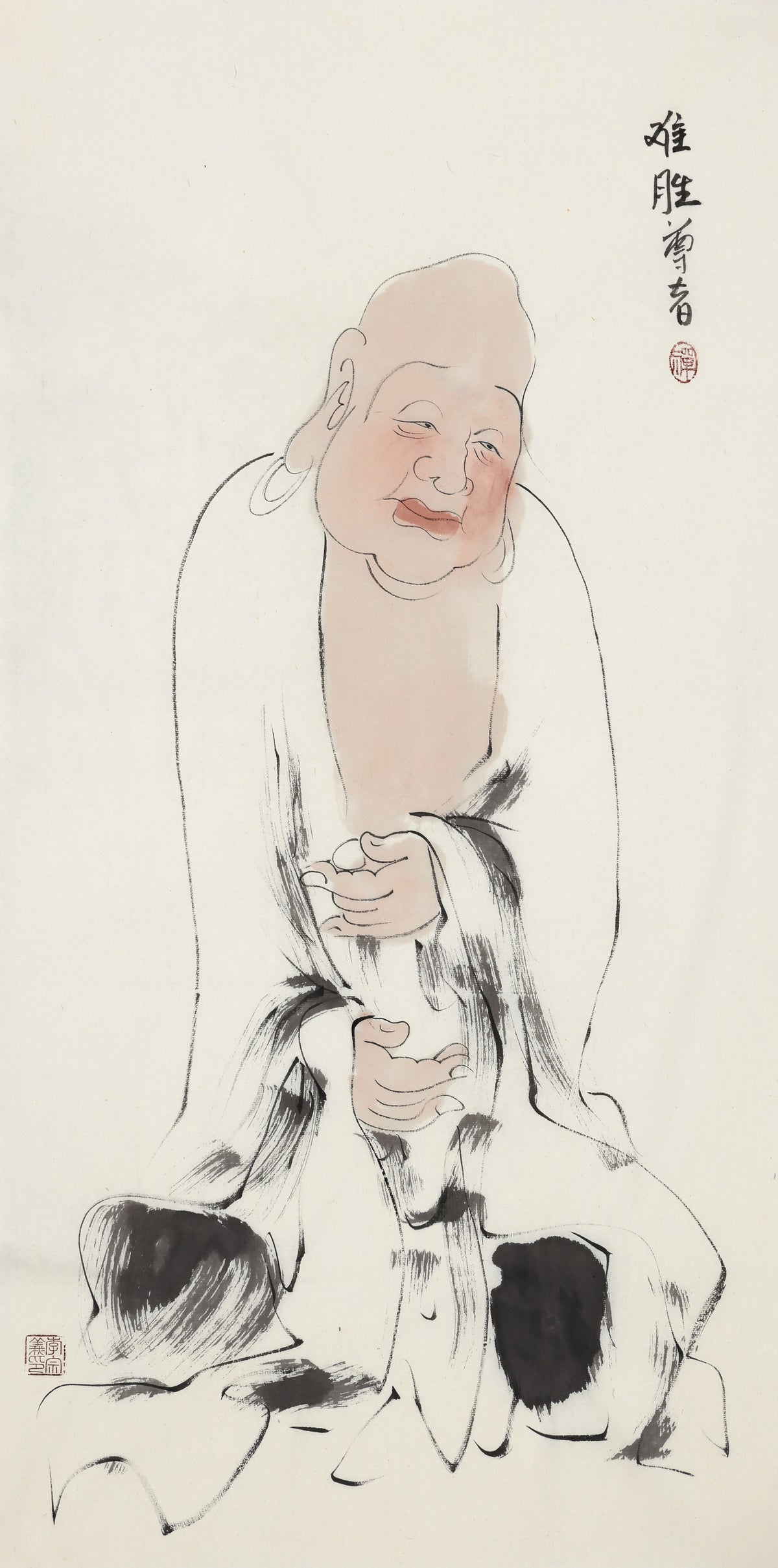 五百羅漢 第166尊 難勝尊者 李宗義手描き水墨の禅人物画