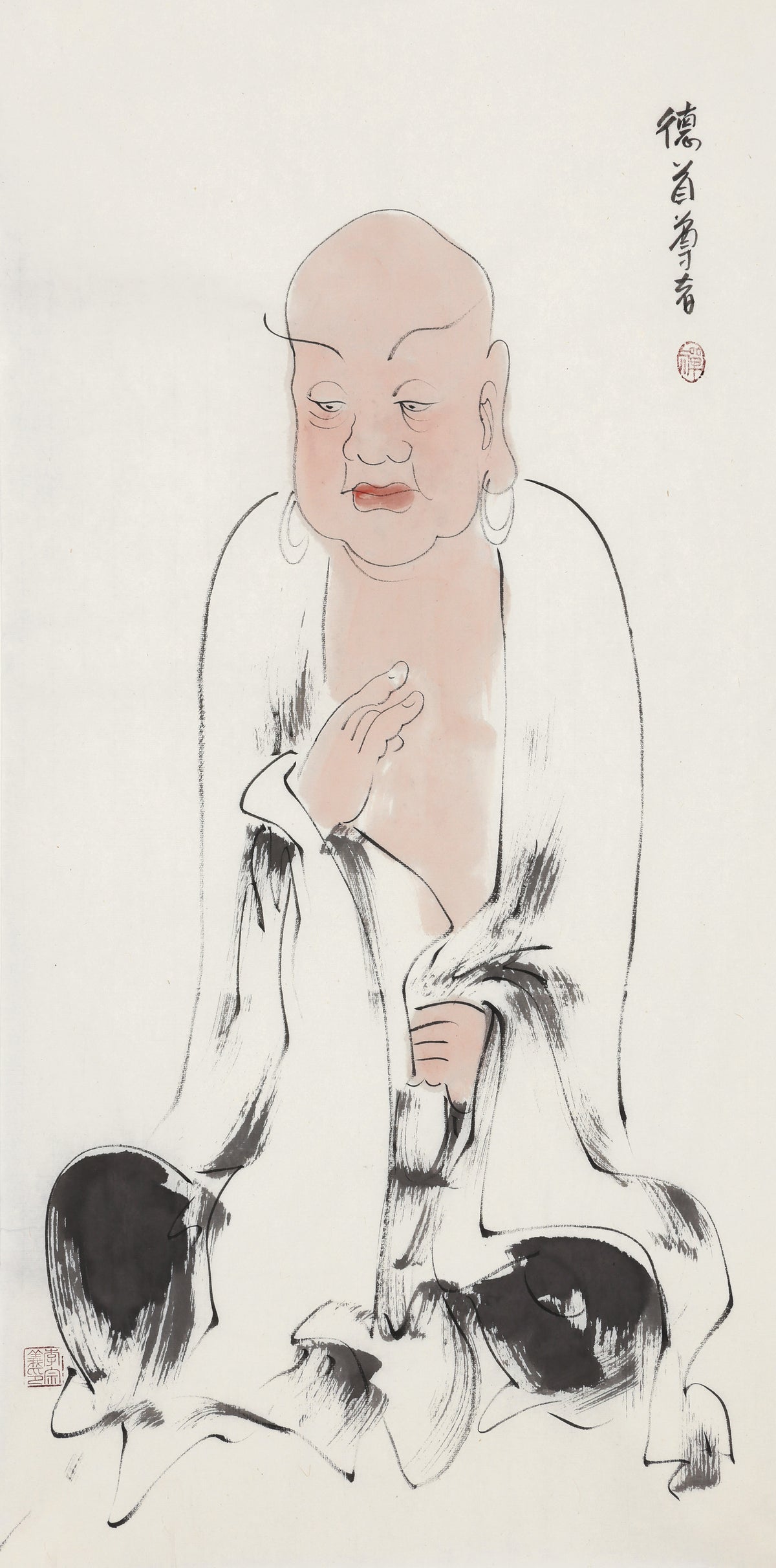 五百羅漢 第171尊 徳首尊者 李宗義手描き水墨の禅人物画