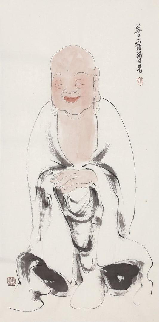 五百罗汉第173尊 善宿尊者 李宗义手绘水墨禅意人物画