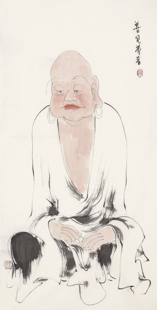 五百罗汉第177尊 善见尊者 李宗义手绘水墨禅意人物画