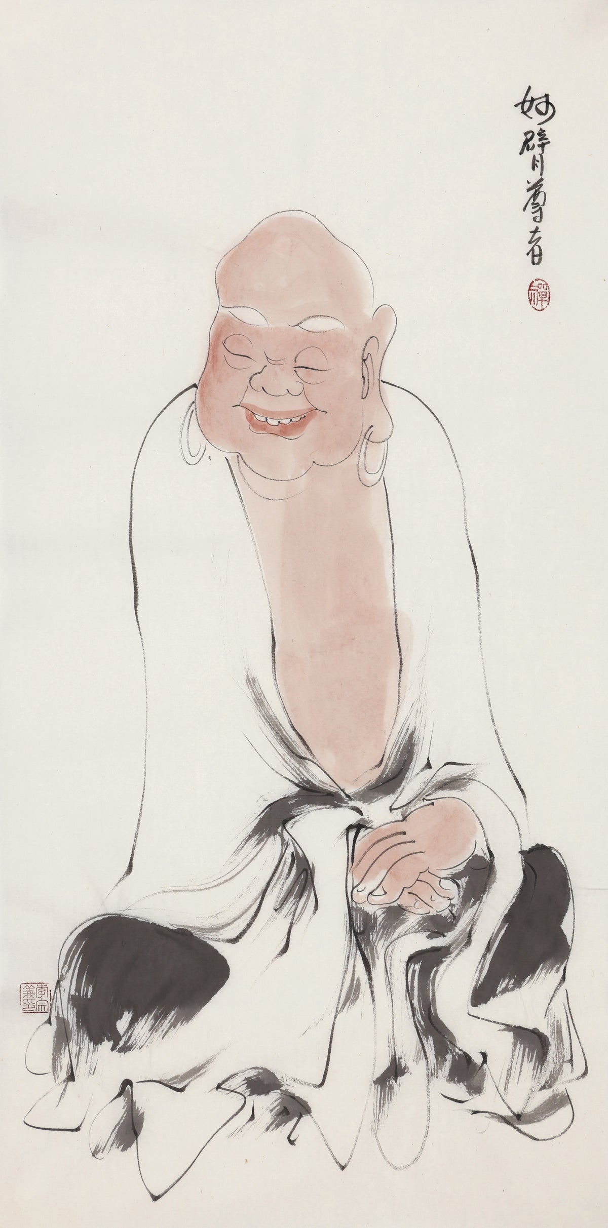 五百羅漢 第180尊 妙臂尊者 李宗義手描き水墨の禅人物画