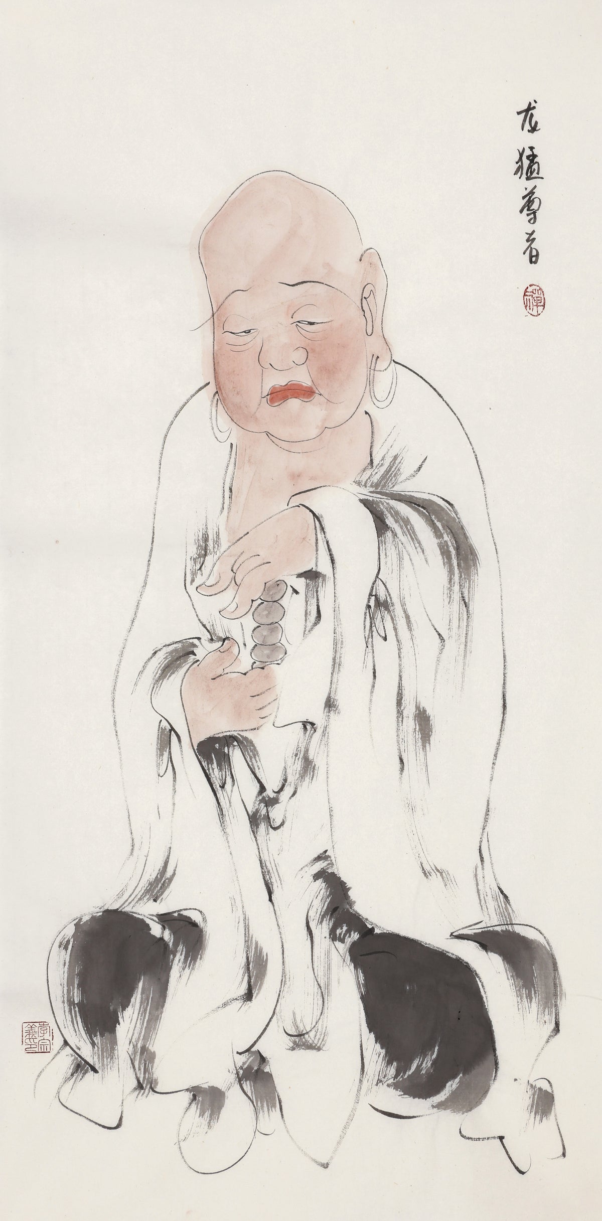 五百罗汉第181尊 龙猛尊者 李宗义手绘水墨禅意人物画
