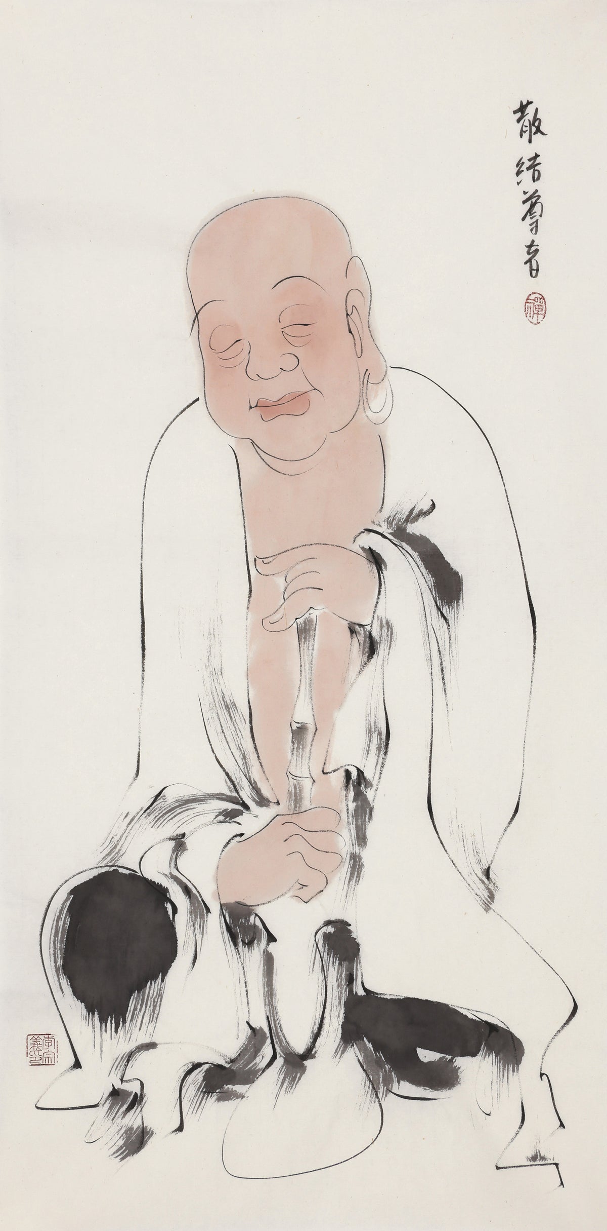 오백나한 제184존 산결 존자, 이종의 수묵 선 인물화