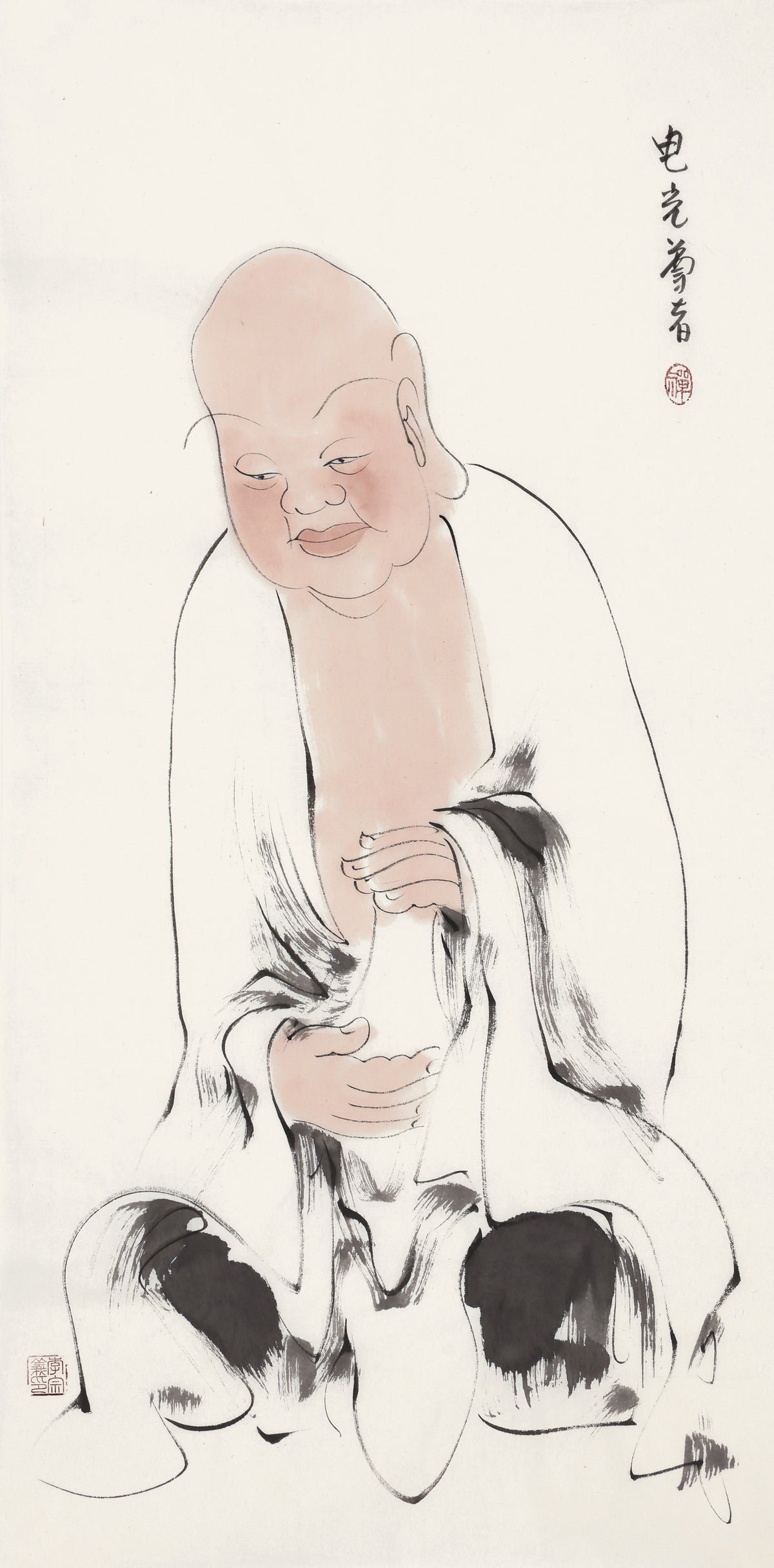 五百羅漢 第188尊 電光尊者 李宗義手描き水墨の禅人物画