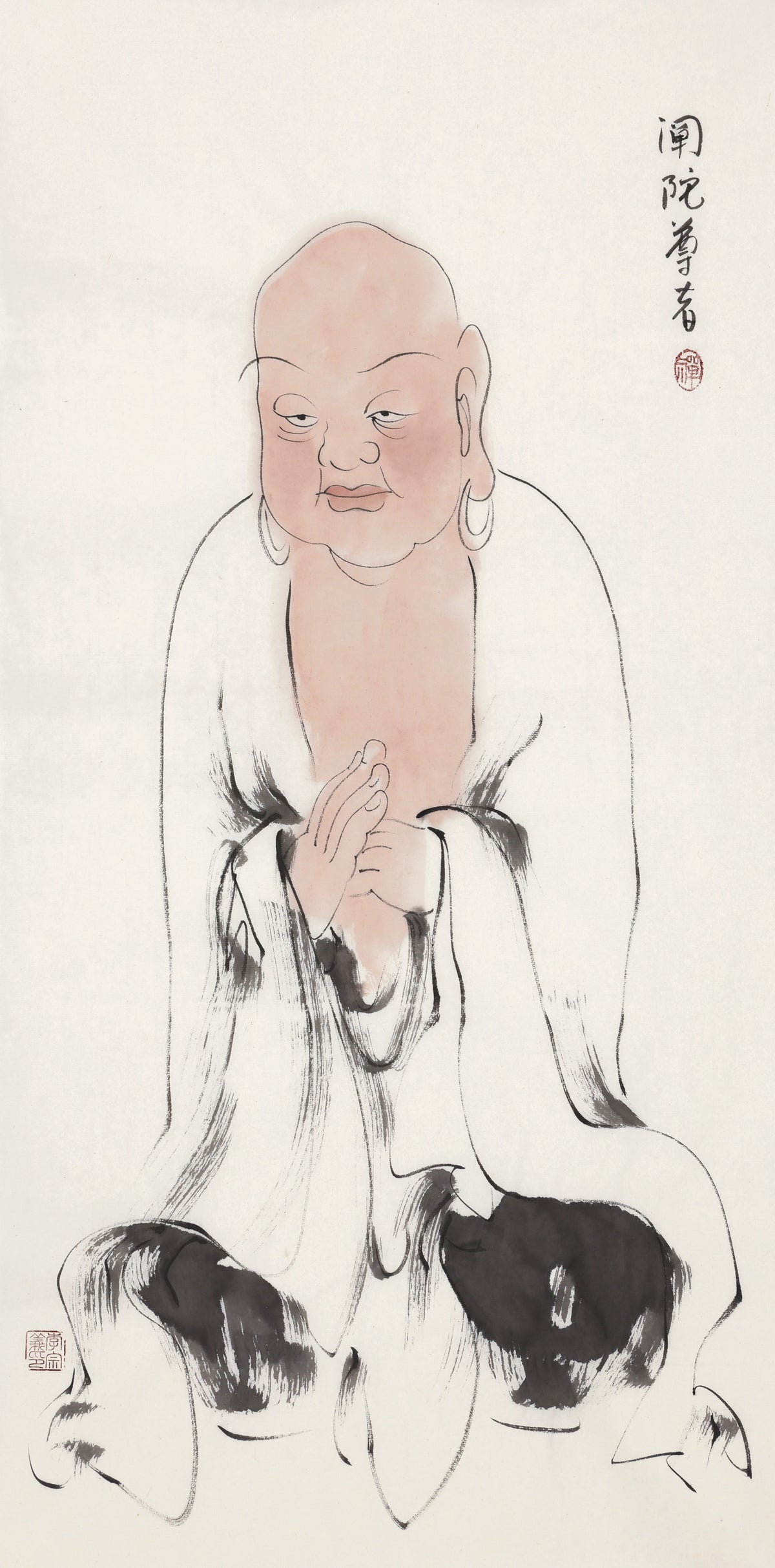 오백나한 제196존 선타 존자(찬다·거닉), 이종의 수묵 선 인물화