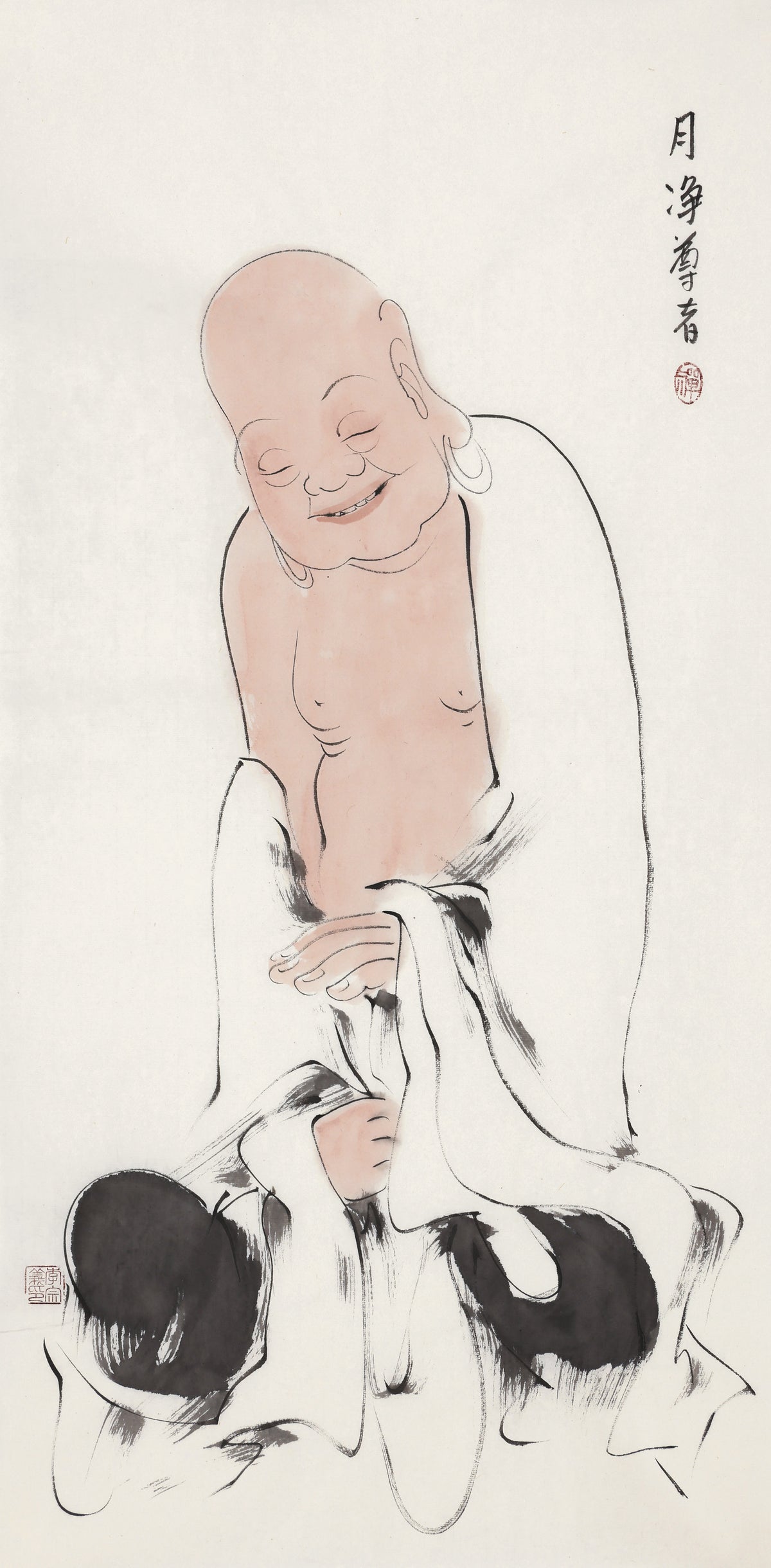 오백나한 제197존 월정 존자, 이종의 수묵 선 인물화