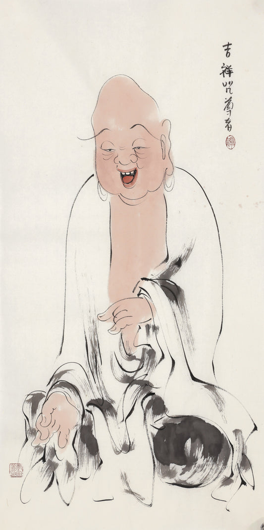 오백나한 제205존 길상주 존자, 손그림 전통 수묵 선 인물화