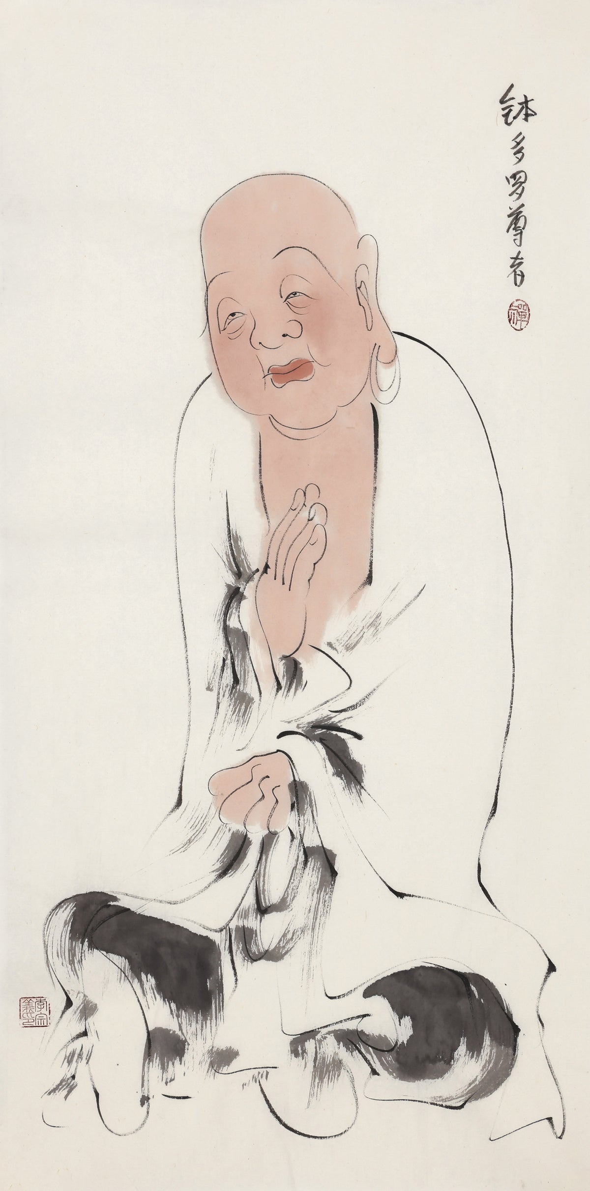 오백나한 제206존 바다라 존자(파트라·응량기), 이종의 수묵 선 인물화
