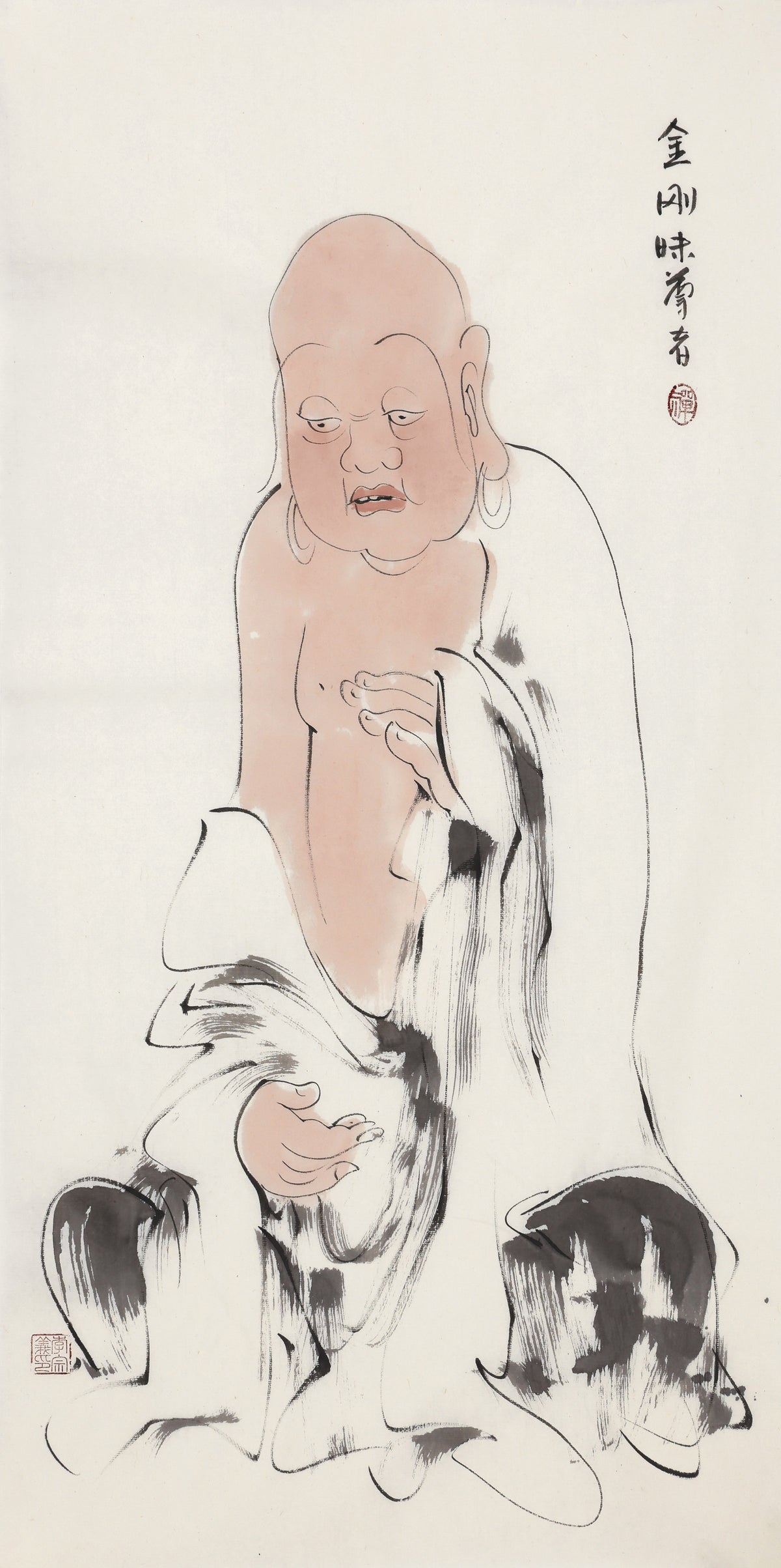 오백나한 제209존 금강매 존자(바즈라 삼매), 이종의 수묵 선 인물화