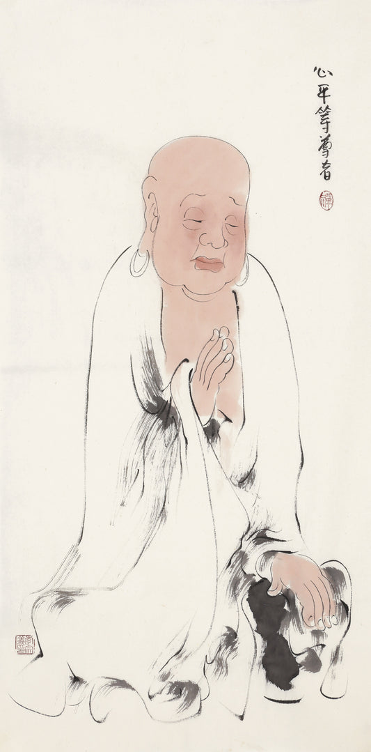 오백나한 제212존 심평등 존자, 손그림 전통 수묵 선 인물화