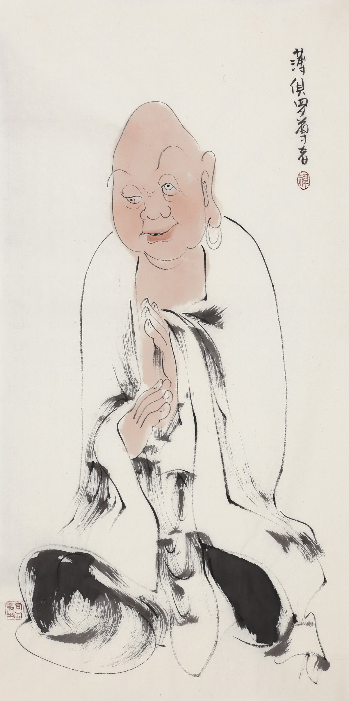 오백나한 제218존 박구라 존자(바쿨라), 이종의 수묵 선 인물화