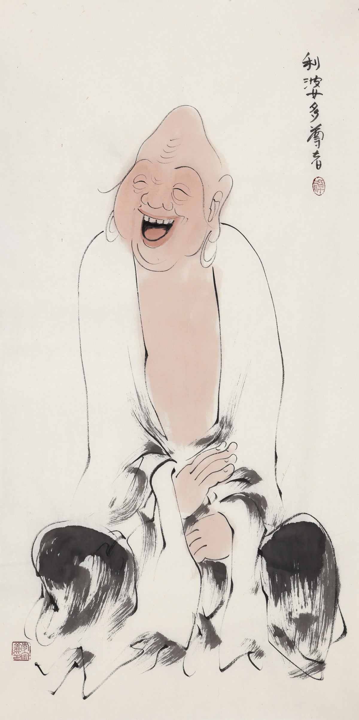 五百罗汉第219尊 利婆多尊者 李宗义手绘水墨禅意人物画