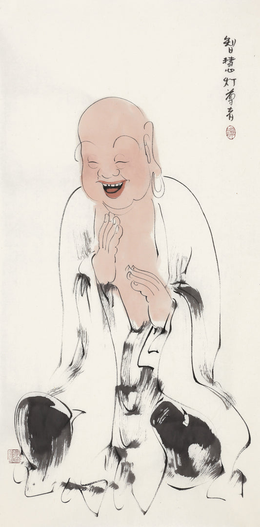 오백나한 제227존 지혜등 존자, 손그림 전통 수묵 선 인물화