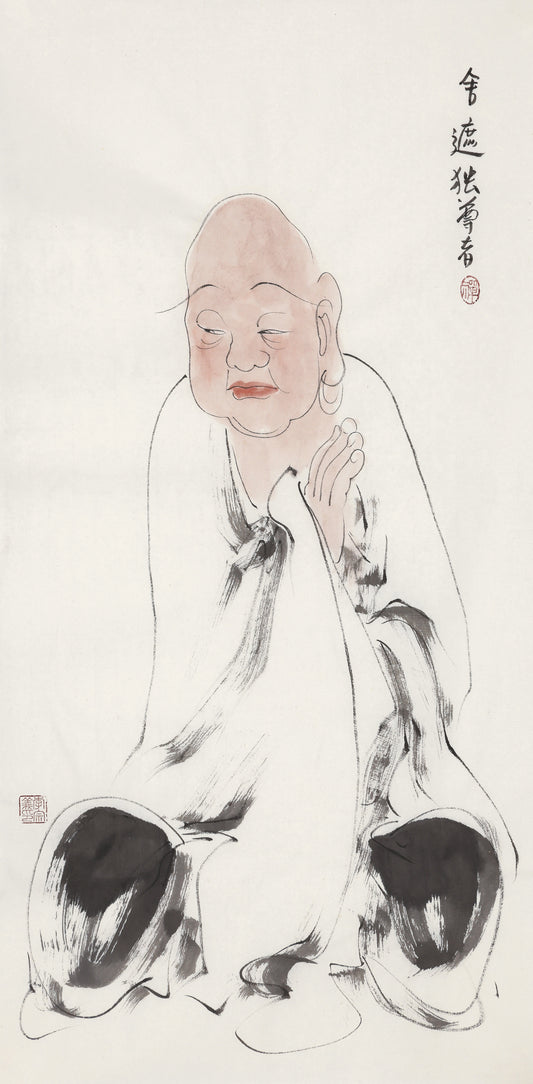 오백나한 제235존 사차독 존자, 손그림 전통 수묵 선 인물화