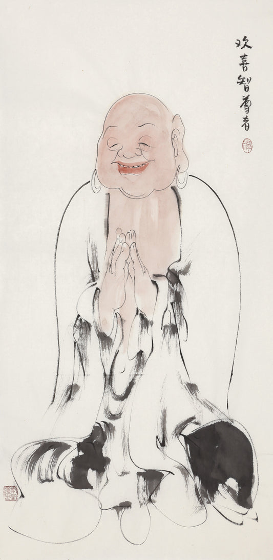 오백나한 제237존 환희지 존자, 손그림 전통 수묵 선 인물화