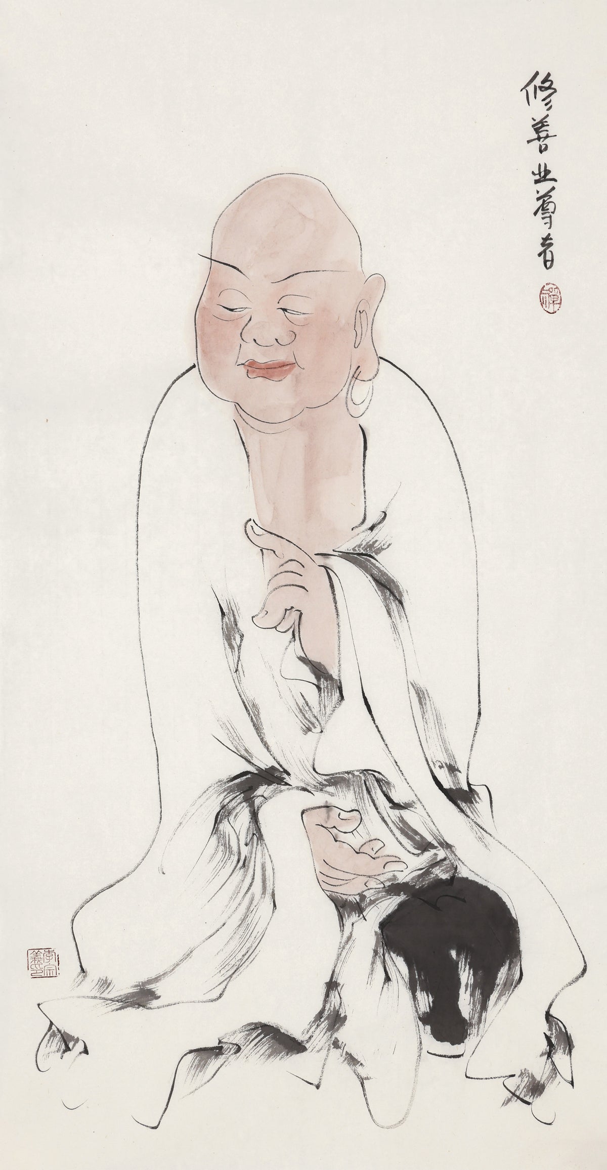 오백나한 제257존 수선업 존자, 이종의 수묵 선 인물화