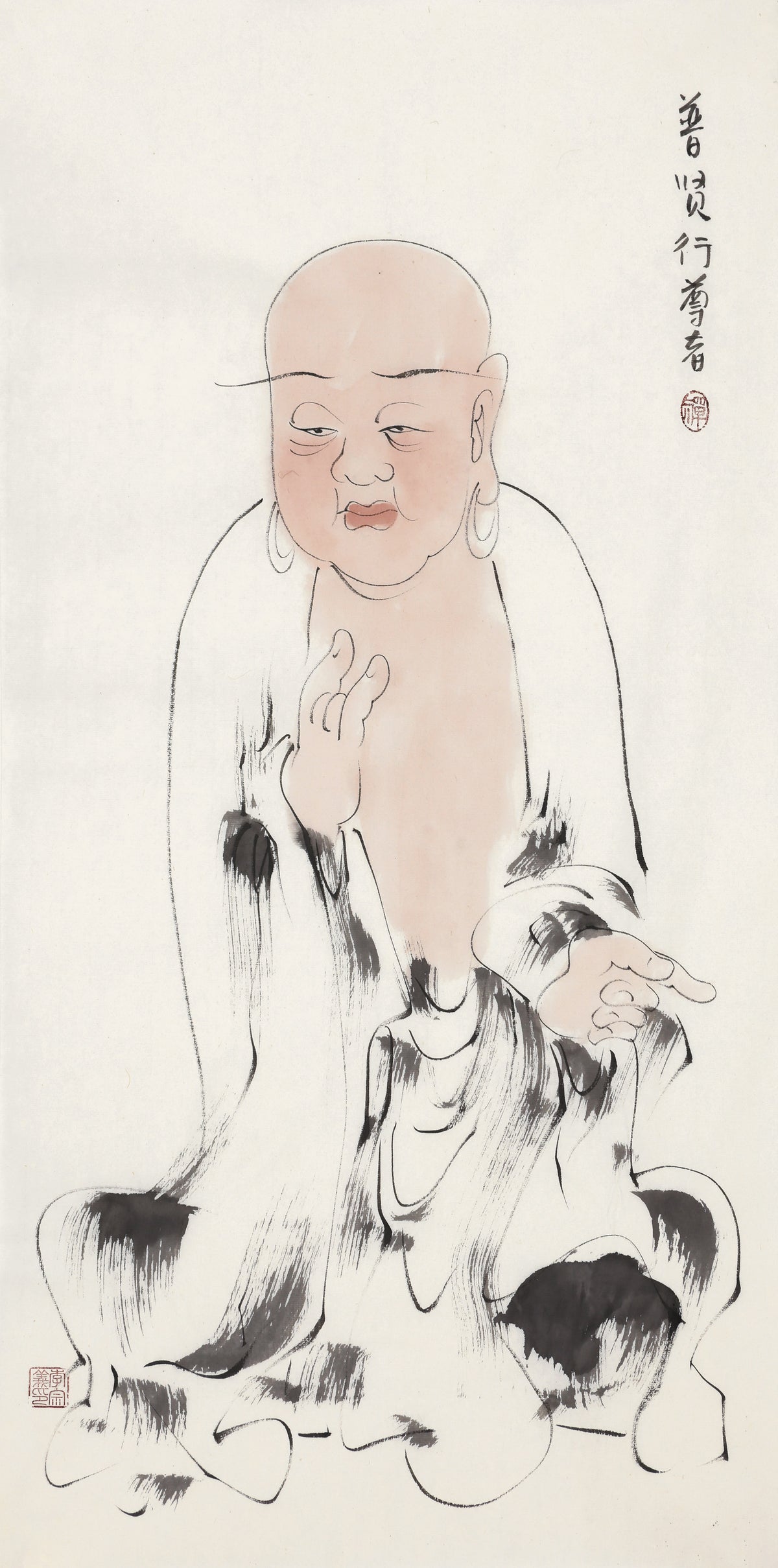 五百罗汉第272尊 普贤行尊者 李宗义手绘水墨禅意人物画