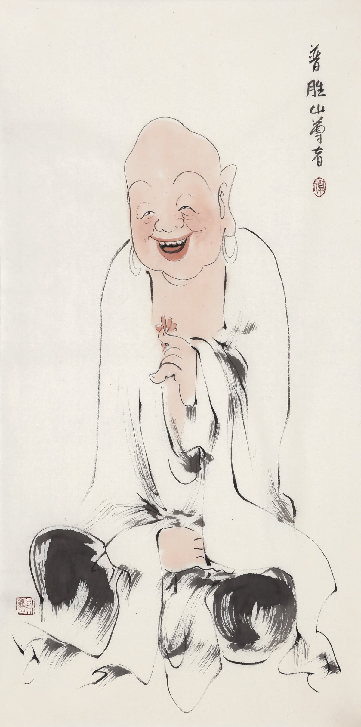 五百罗汉第278尊 普胜山尊者 李宗义手绘水墨禅意人物画