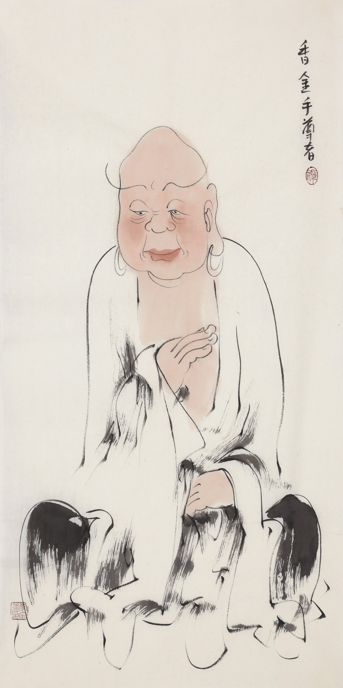 오백나한 제285존 향금수 존자, 이종의 수묵 선 인물화