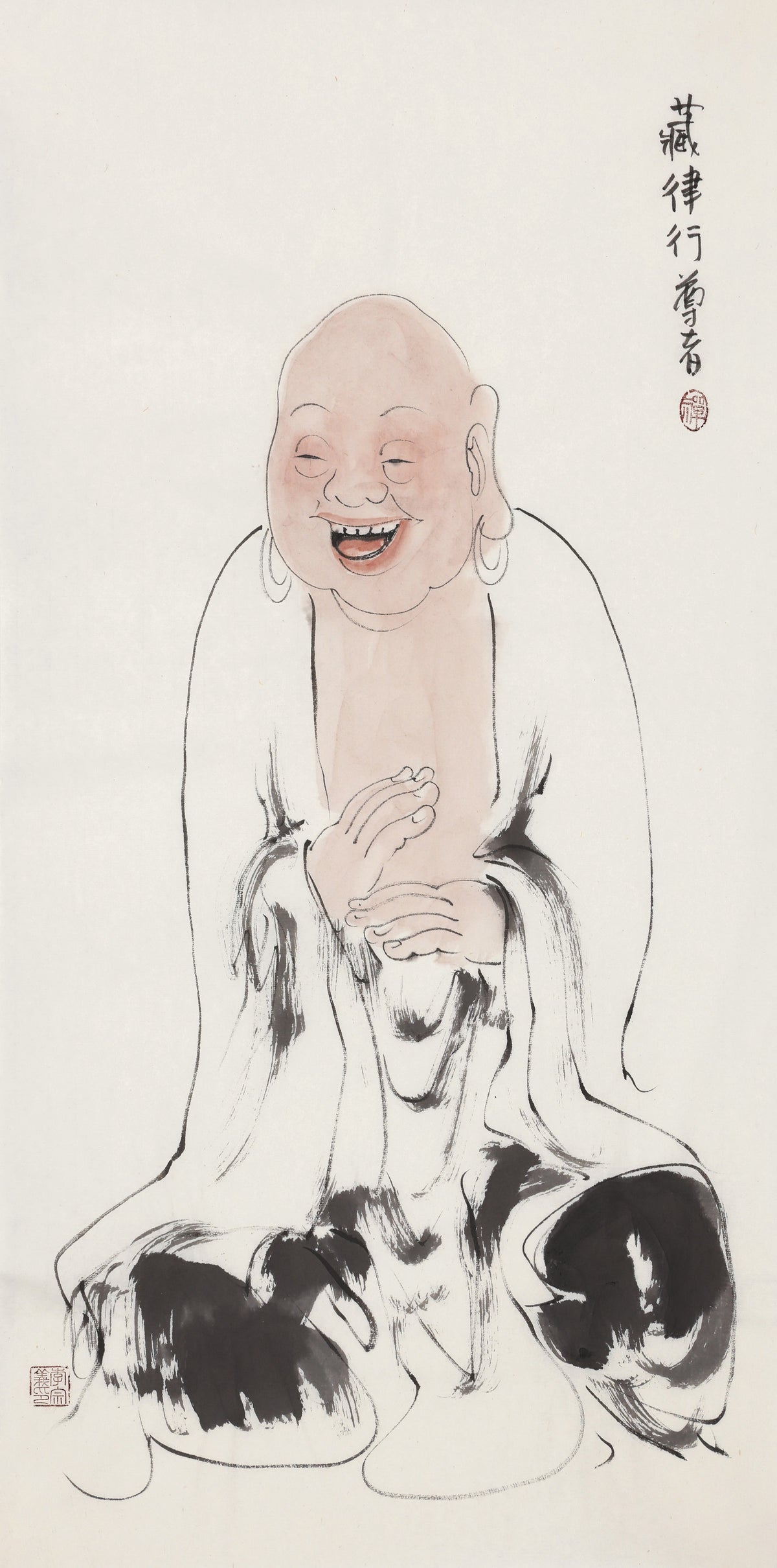 五百罗汉第287尊 藏律行尊者 李宗义手绘水墨禅意人物画