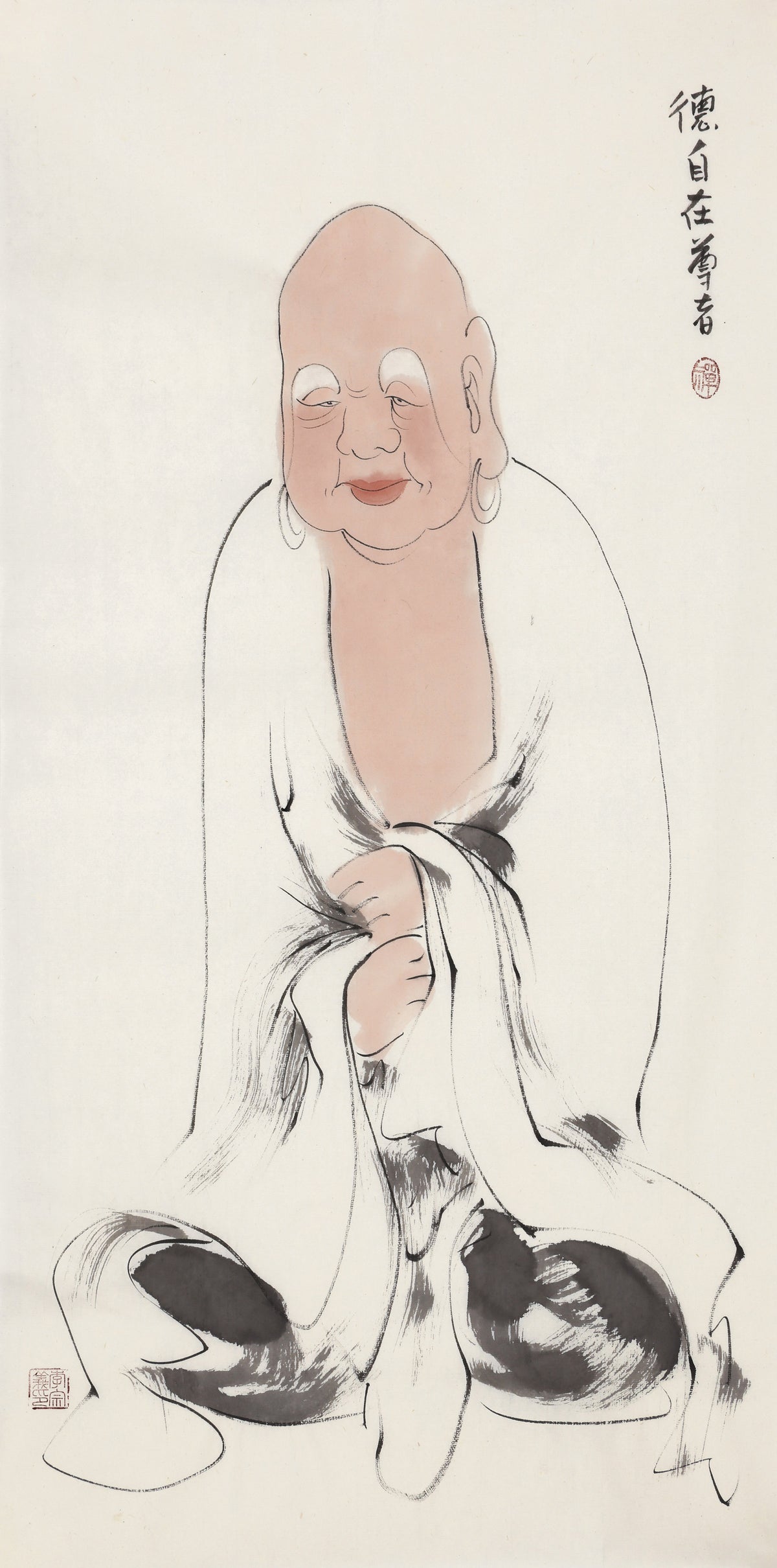 五百羅漢 第293尊 徳自在尊者 李宗義手描き水墨の禅人物画