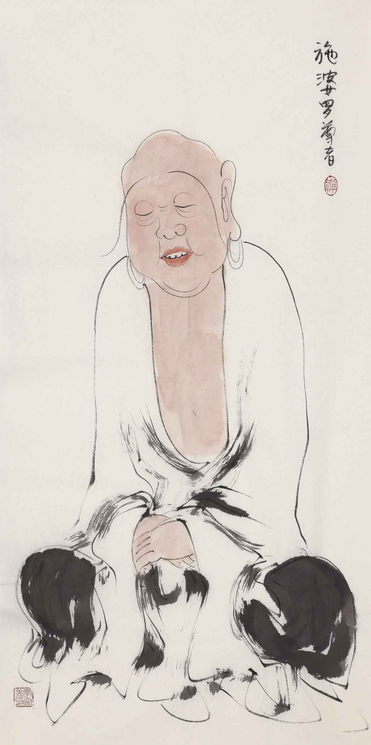 오백나한 제298존 시바라 존자(한역음사명), 이종의 수묵 선 인물화
