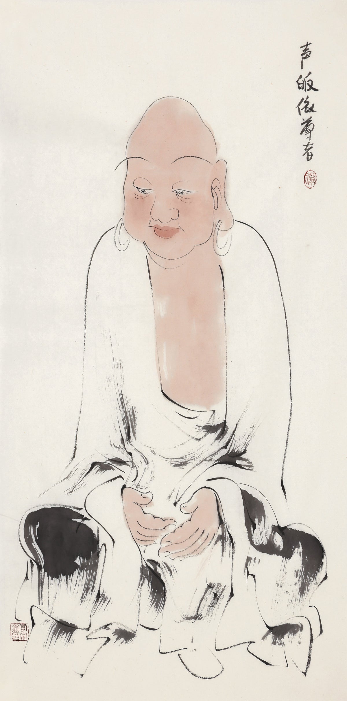 五百羅漢 第303尊 声帰依尊者 李宗義手描き水墨の禅人物画