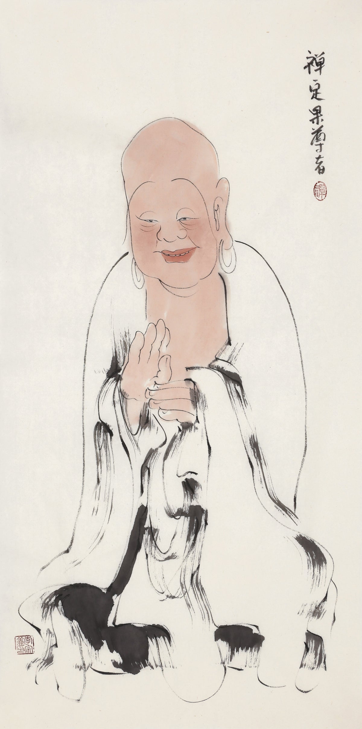 오백나한 제304존 선정과 존자, 이종의 수묵 선 인물화
