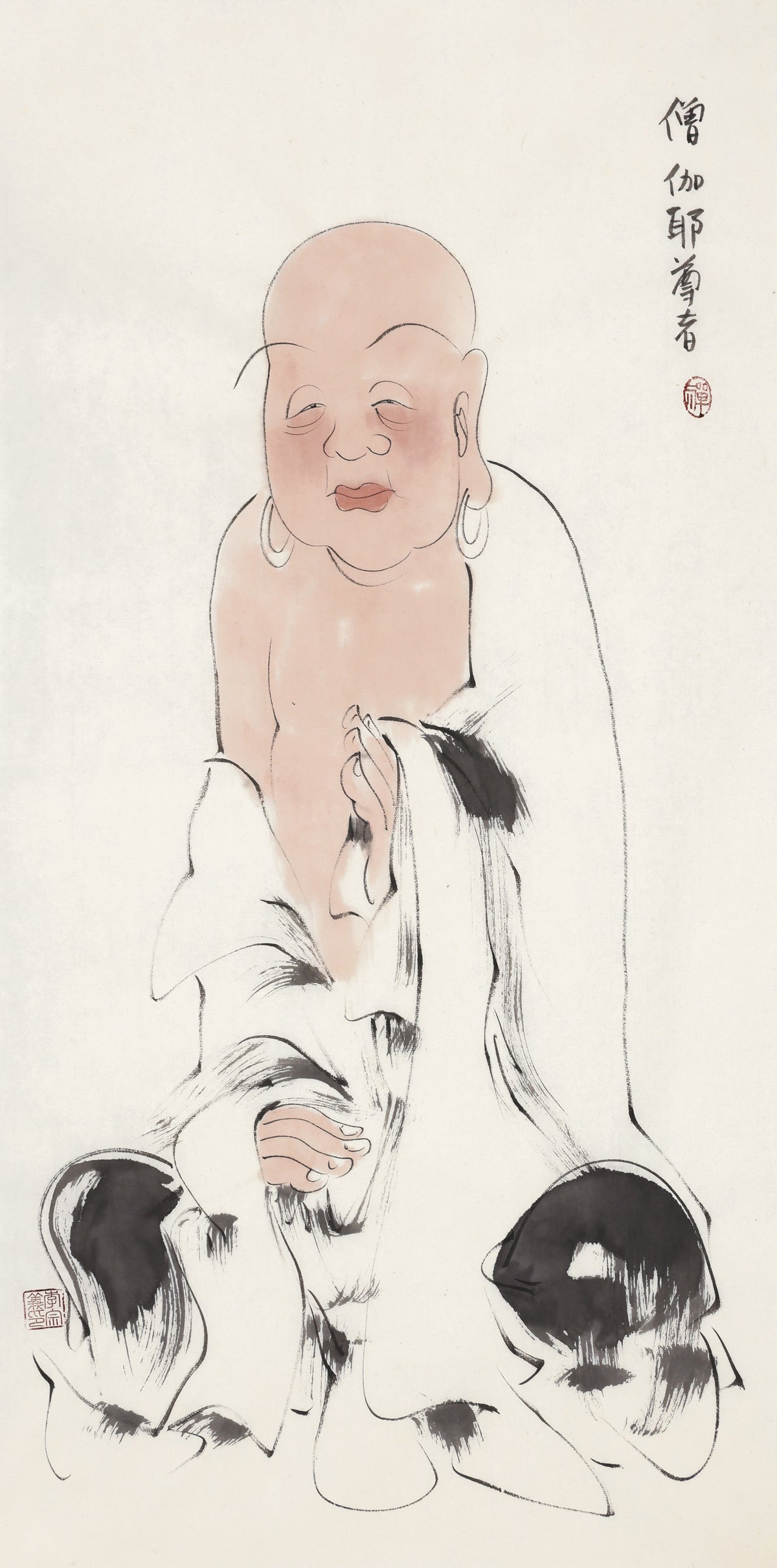 오백나한 제306존 승가야 존자(상가·승단), 이종의 수묵 선 인물화