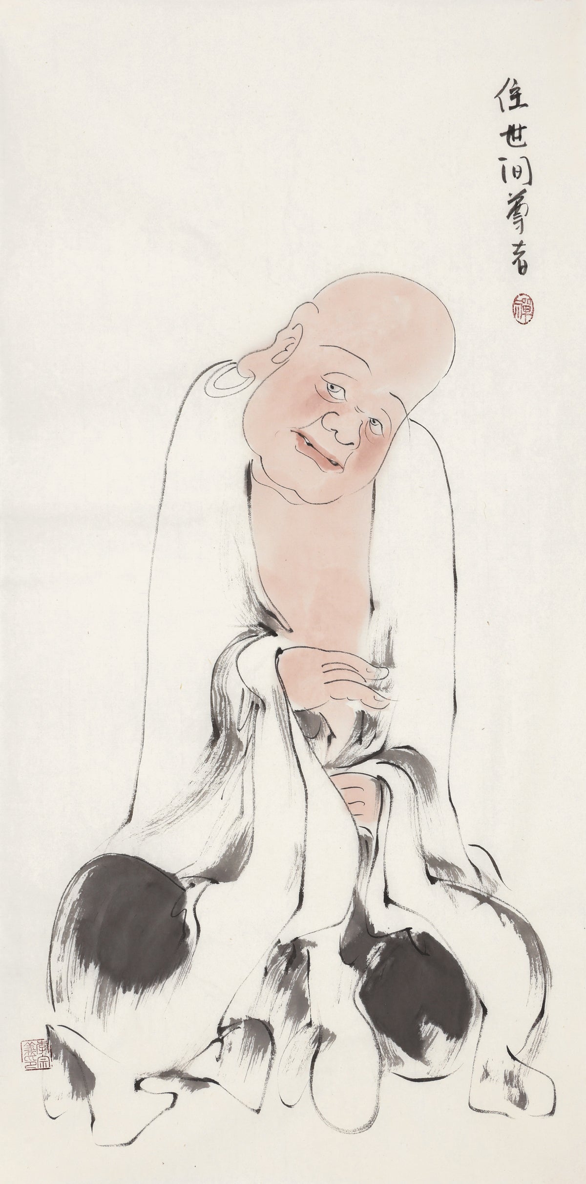 오백나한 제323존 주세간 존자, 이종의 수묵 선 인물화