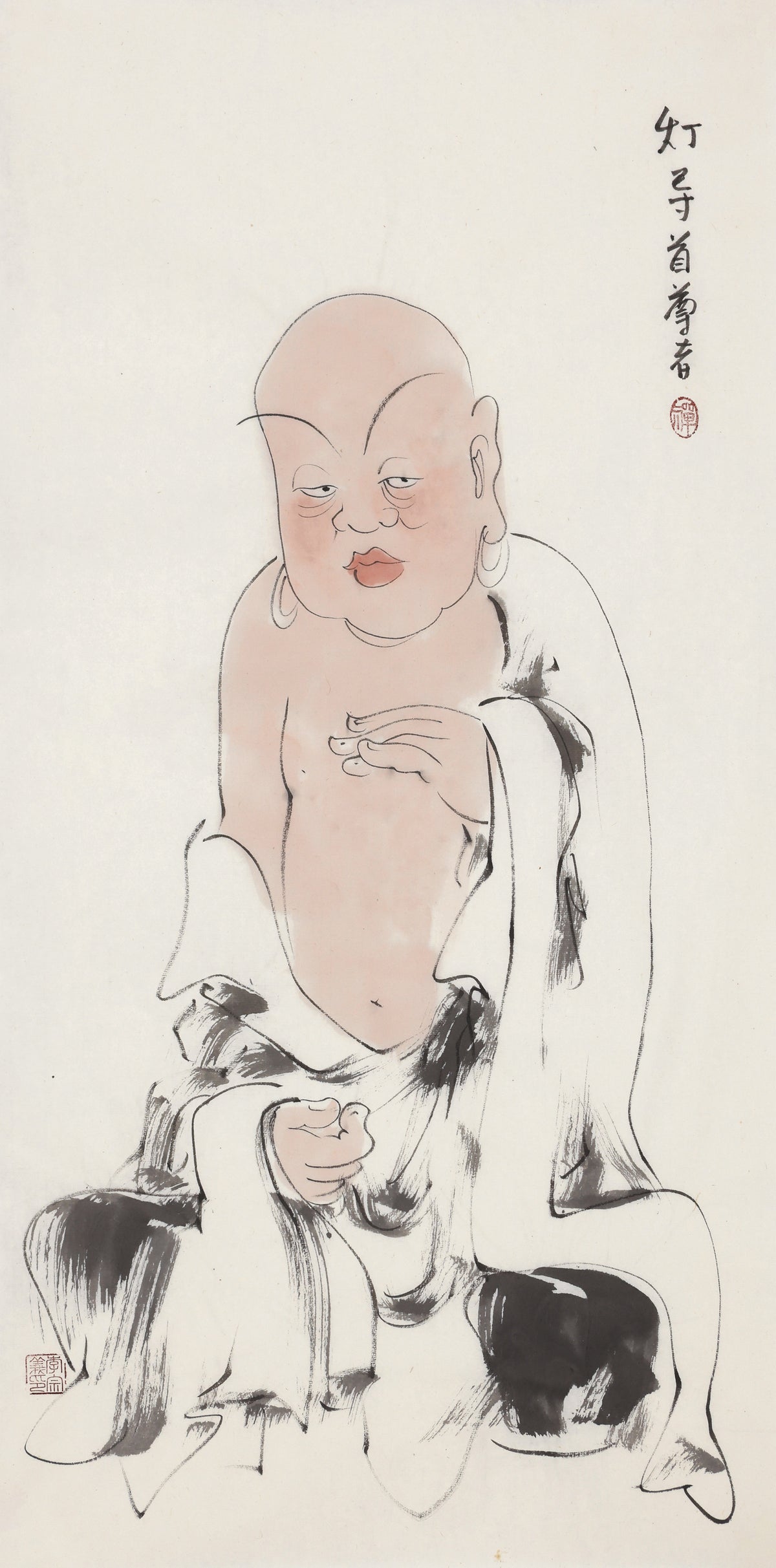 오백나한 제324존 등도수 존자, 이종의 수묵 선 인물화