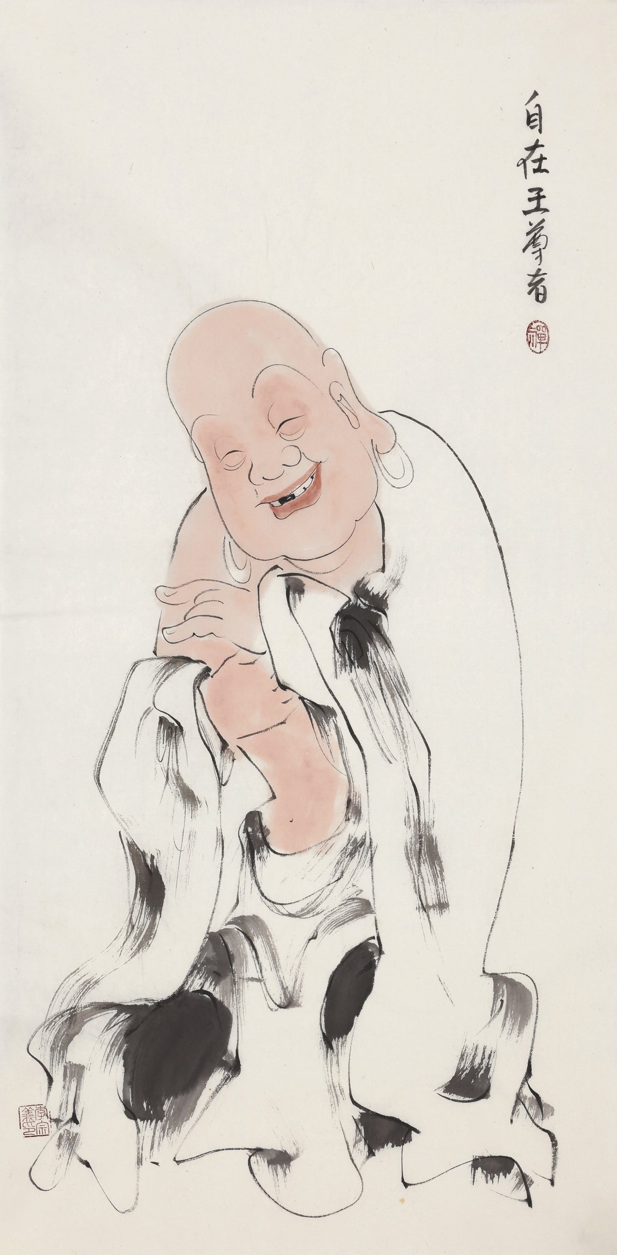 오백나한 제326존 자재왕 존자, 이종의 수묵 선 인물화