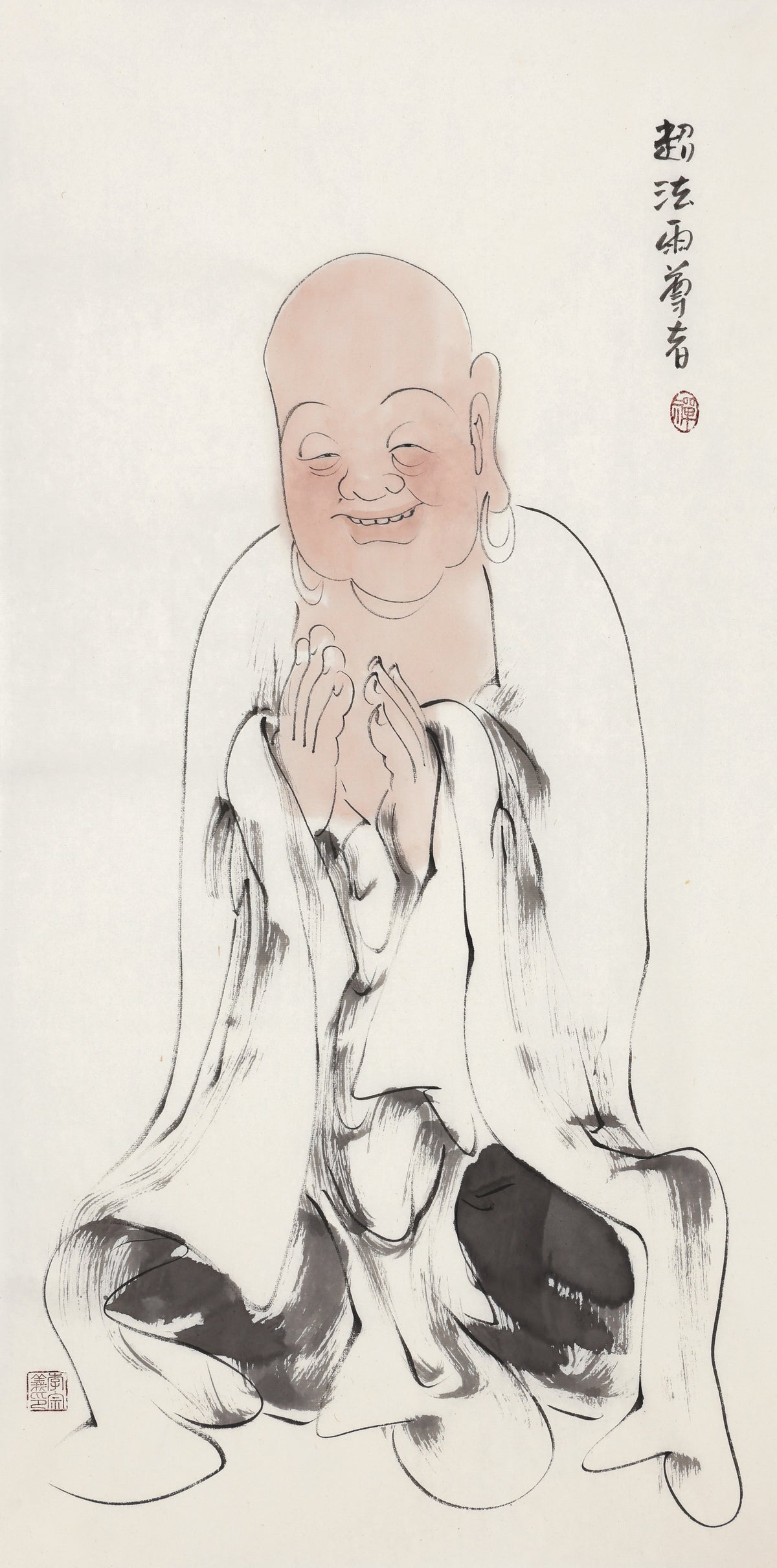 五百羅漢 第328尊 超法雨尊者 李宗義手描き水墨の禅人物画