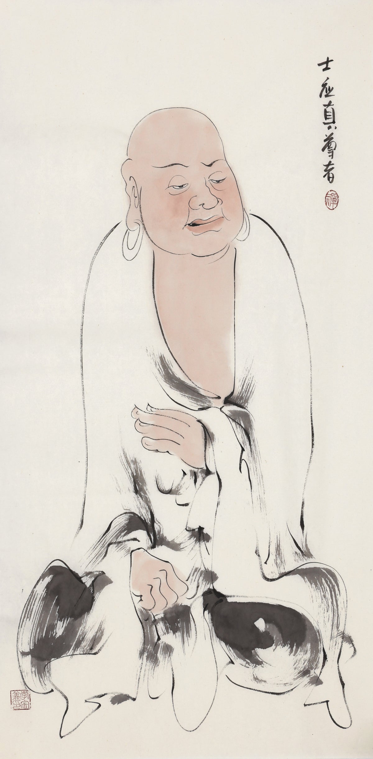 오백나한 제330존 사응진 존자(응진=아라한 옛역), 이종의 수묵 선 인물화