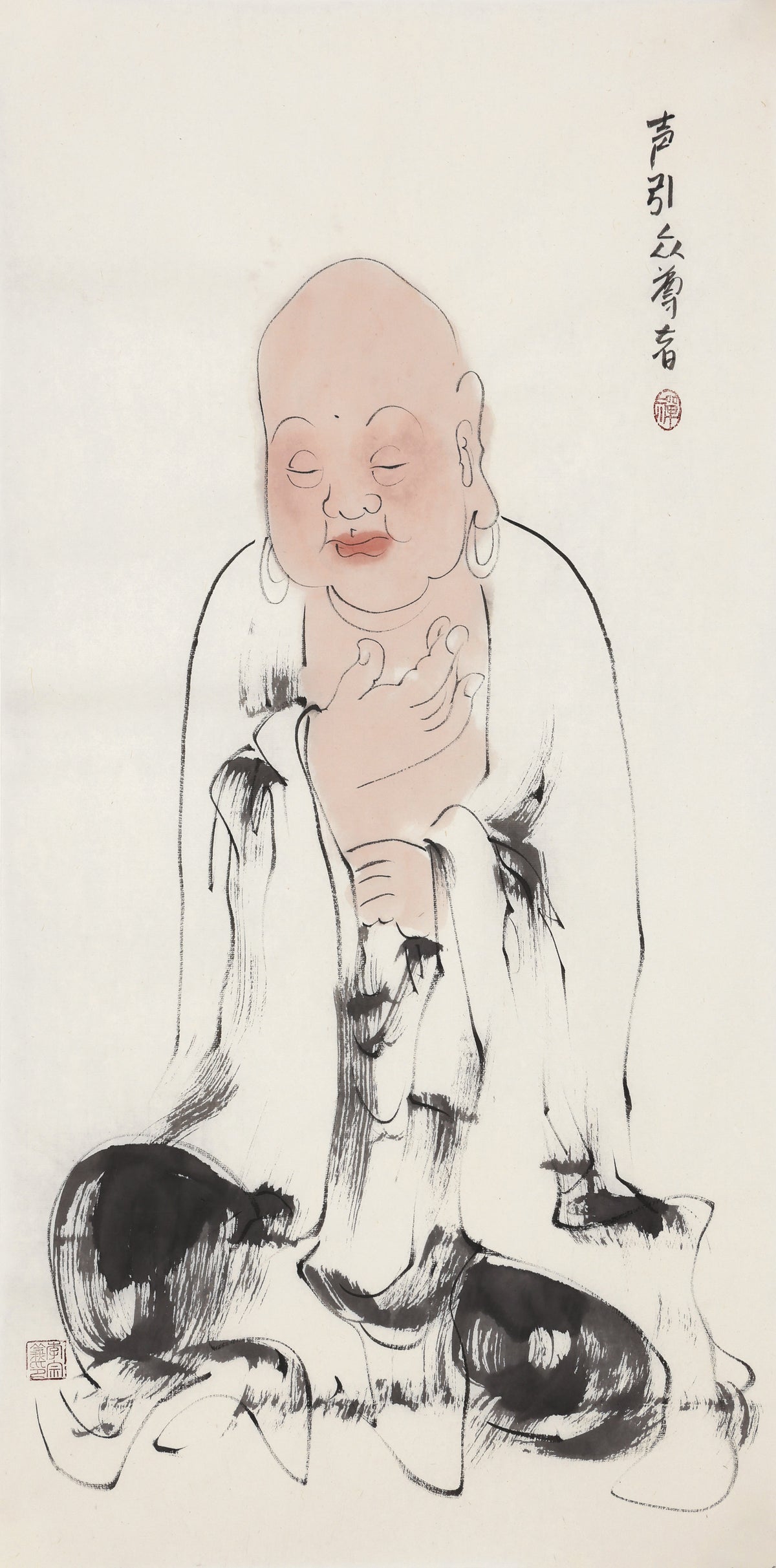 오백나한 제344존 성인중 존자, 이종의 수묵 선 인물화