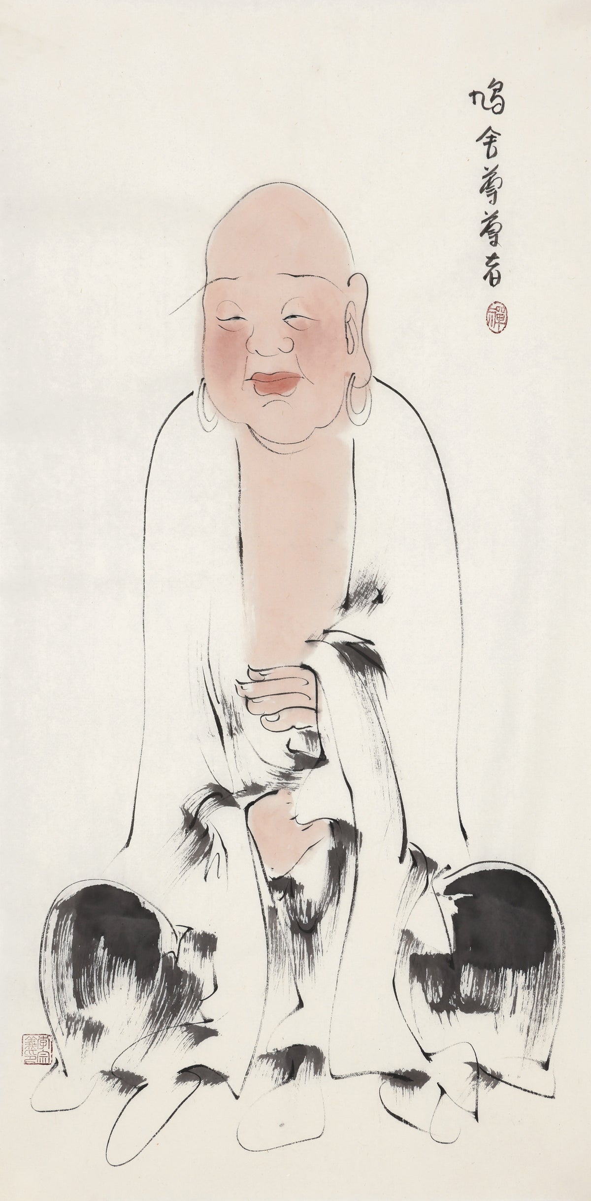 오백나한 제346존 구사존 존자(한역음사명), 이종의 수묵 선 인물화