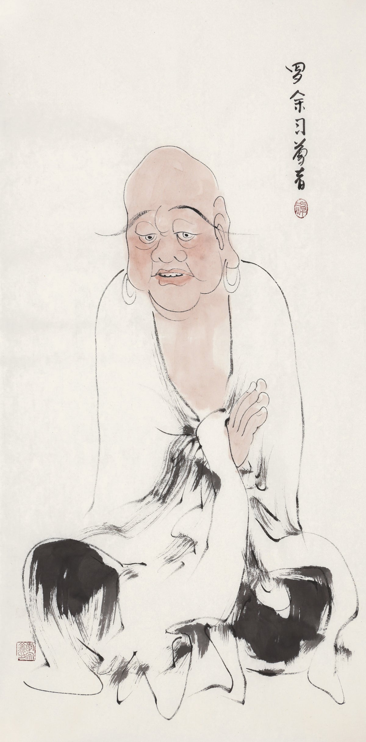 五百羅漢 第349尊 羅余習尊者 李宗義手描き水墨の禅人物画